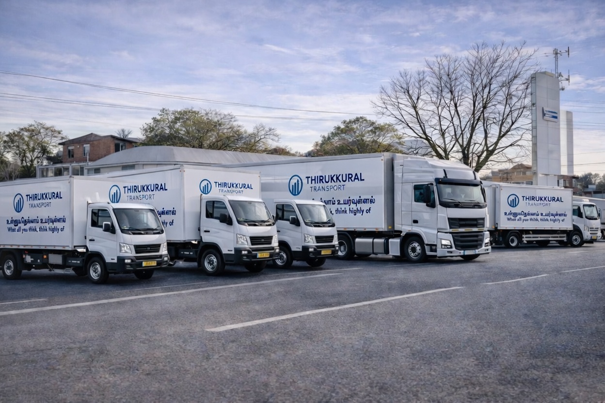 Thirukkural Transport modern fleet of container trucks lined up